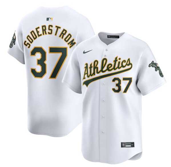 Men%27s Oakland Athletics #37 Tyler Soderstrom White Home Limited Stitched Jersey Dzhi